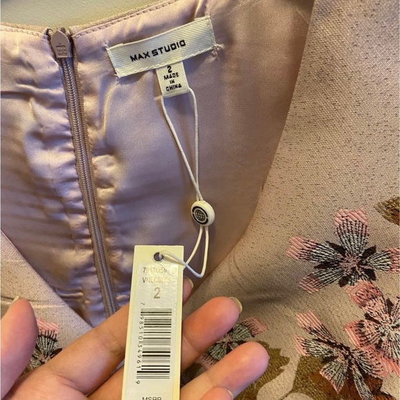 BNWT Max Studio Size 2 blush rose satin pink dress - Picture 3 of 4